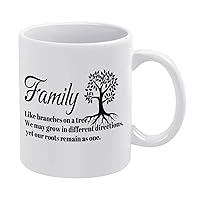 11oz White Coffee Mug,Family Like Branches on a Tree.We May Grow in Different Directions Novelty Ceramic Coffee Mug Tea Milk Funny Thanksgiving Coffee Cup Gifts for Mom Dad