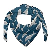 Shark Dark Blue Square Scarf Fashion Head Scarf Neck Scarf Headscarf Hair Scarf Bandana Headband for Sleep And Daily Use