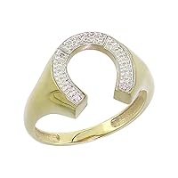 Silver City Jewelry 10K Yellow Gold Mens Horseshoe Ring Diamond Accent 9/16 inch Wide, Sizes 8-13