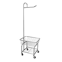 Household Essentials 6028-1 Rolling Laundry Cart with Hanging Bar - Chrome Finish, STORAGE, Metallic