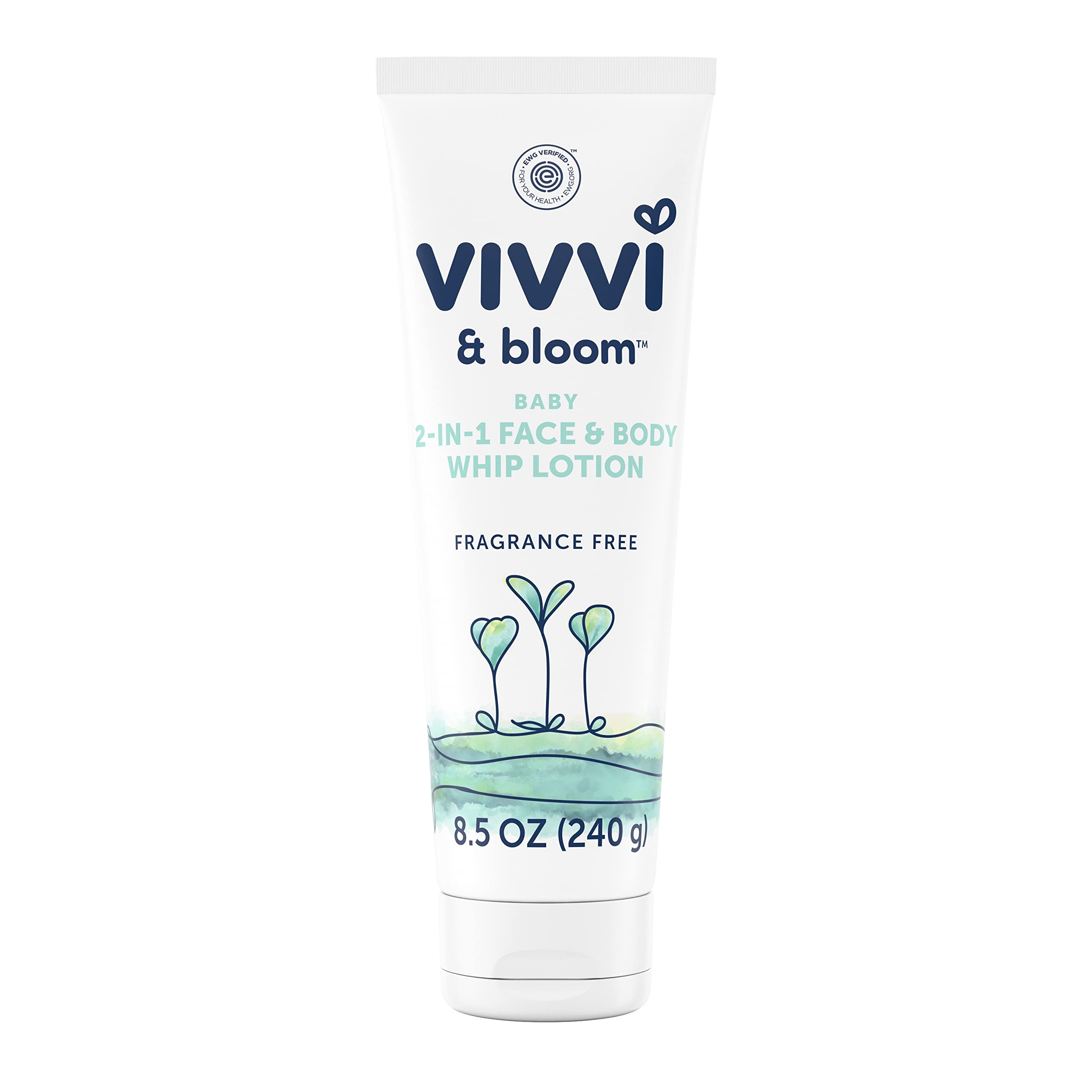 VIVVI & BLOOM 2-in-1 Baby Lotion, Face and Body, for Delicate & Sensitive Baby Skin, Hypoallergenic Lotion, Fragrance Free, 8.5 oz (Pack of 1)