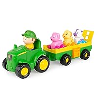 John Deere Animal Sounds Wagon Ride Musical Tractor Toy - Musical Toddler Toys - Includes Farmer Figure, Tractor, and 3 Farm Animals - Easter Basket Stuffers for Toddler - Ages 12 Months and Up