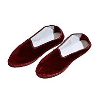 Women's Italian Lightweight Velvet Slippers, Cranberry, Closed Back Slipper, House Slippers for Women, Non-Slip Rubber Sole, Hand Stitched, Crafted In Italy