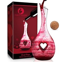 Wine Decanter - 1200ml Heart Shaped Red Wine Carafe with Stopper - Hand Blown Lead-free Crystal Glass, Wine Gift, Wine Accessories