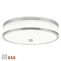 Design House Donohue LED Ceiling Light – Color Temperature Selectable Flush Mount Light Fixture – 15-Inch, Dimmable, Temperature Select 3000K/4000K/5000K – Satin Nickel, 587501