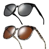 TIJN Cateye Polarized Sunglasses bundle of Black(Grey)+Marbel(Brown)