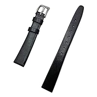 13mm Black Genuine Calf Leather Watchband | Elegant, Flat Replacement Watchstrap that brings New Life to Any Watch (Womens Standard Length)