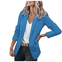Women's Casual Blazers Turn Down Collar Office Work Blazer Open Front Lightweight Suit Coat Long Sleeve Outerwear