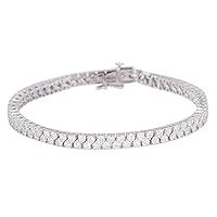 GEMHUB 18 kt White Gold Diamond Bracelet Tennis Bracelet 4.79 Carat Lab Grown White Diamond Jewelry