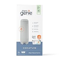 Diaper Genie Signature Pail (Grey) Includes 1 Easy Roll Refill with 18 Bags | Holds Up to 846 Newborn-Sized Diapers Per Refill