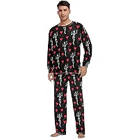 ALAZA Skeleton Heart Pajama Set for Men Women,Long Sleeve Top & Bottom Sleepwear Set Soft Lounge Nightwear