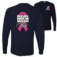 Real Men Wear Pink Breast Cancer Awareness Front & Back Mens Long Sleeves