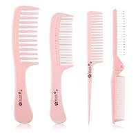 4 Pieces Hair Combs for Women, Tooth Comb, Fine Tooth Rat Tail Comb, Folding Comb, Medium Tooth Comb, Professional Styling Hair Brushes, Detangling Hair Combs for All Hair Types