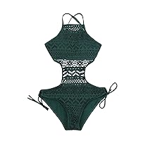 One Piece Swimsuit Women Sexy Thong Neon Football Shorts Waisted Swimsuits Knitted Hollow Backless Sexy Camiso