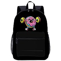 Funny Fitness Workout Gym Donut 17 Inch Laptop Backpack Large Capacity Daypack Travel Shoulder Bag for Men&Women