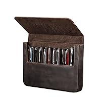 3/12 Leather Pen Case Pack Handmade Drawer Style Detachable Magnetic Pen Case (12 BROWN)…