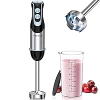  FKN Immersion Blender Handheld with 4 Interchangeable  Blades,6-in-1 Hand Blender Electric with 8 Speed and Turbo Mode,Handheld  Blender Stick with 800W Heavy Duty Motor,and Whisk: Home & Kitchen