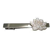 White Toned Sacred Lotus Water Lily Flower Tie Clip