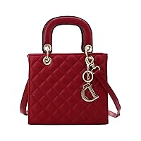 Faux Leather Handbag for Women Stylish Quilted Design Square Bag Tote Classic Work Satchel Ladies Casual Shoulder Bag