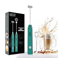 DELM Electric Milk Frother, Coffee Frother, Rechargeable, Drink Mixer, Handheld Frother, Mixer, Kitchen Aid, Hand Mixer, Electric Mixer, USB Rechargeable, Bulletproof (green)