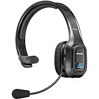 TECKNET Bluetooth Wireless Headset with Microphone for PC, Trucker Bluetooth Headset with AI Noise Cancelling & Mute Button, Bluetooth Headset for Computer Work from Home Office Call Center