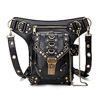 Halloween Steampunk Retro Motorcycle Lady Bag Rock Gothic Goth Shoulder Waist Bags Packs (K)