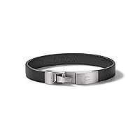 Men's Classic Single-Wrap Black Leather Bracelet Size: Medium, Style: J96B019M