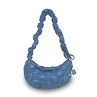 Quilted Shoulder Bag Puffer Handbag Crossbody Purse Padded Cloud Hobo Bag with Adjustable Strap (Dutch Blue)