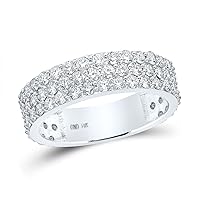 The Diamond Deal 14kt White Gold Mens Round Diamond Pave Band Ring 2-7/8 Cttw