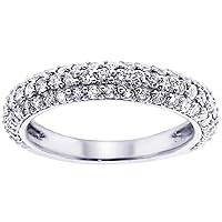 1.00 CT TW Pave Set Diamond Encrusted Anniversary Wedding Band in 14k White Gold