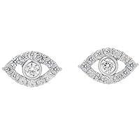 0.25 Carat Total Weight Round Brilliant Cz Simulated Diamond Evil Eye Stud Earrings (D Color VVS1 Clarity)