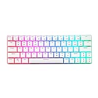 HUO JI Wireless Mechanical Gaming Keyboard, RGB Backlit, Bluetooth 5.0, Red Switches, CQ63 60% Compact 63 Keys Wired Keyboard for PC Tablet Laptop Cell Phone, White