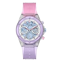 GUESS Ladies Sport Clear Multifunction 39mm Watch – Transparent Dial Rose Gold-Tone Stainless Steel Case with Pink Transparent Polycarbonate Strap
