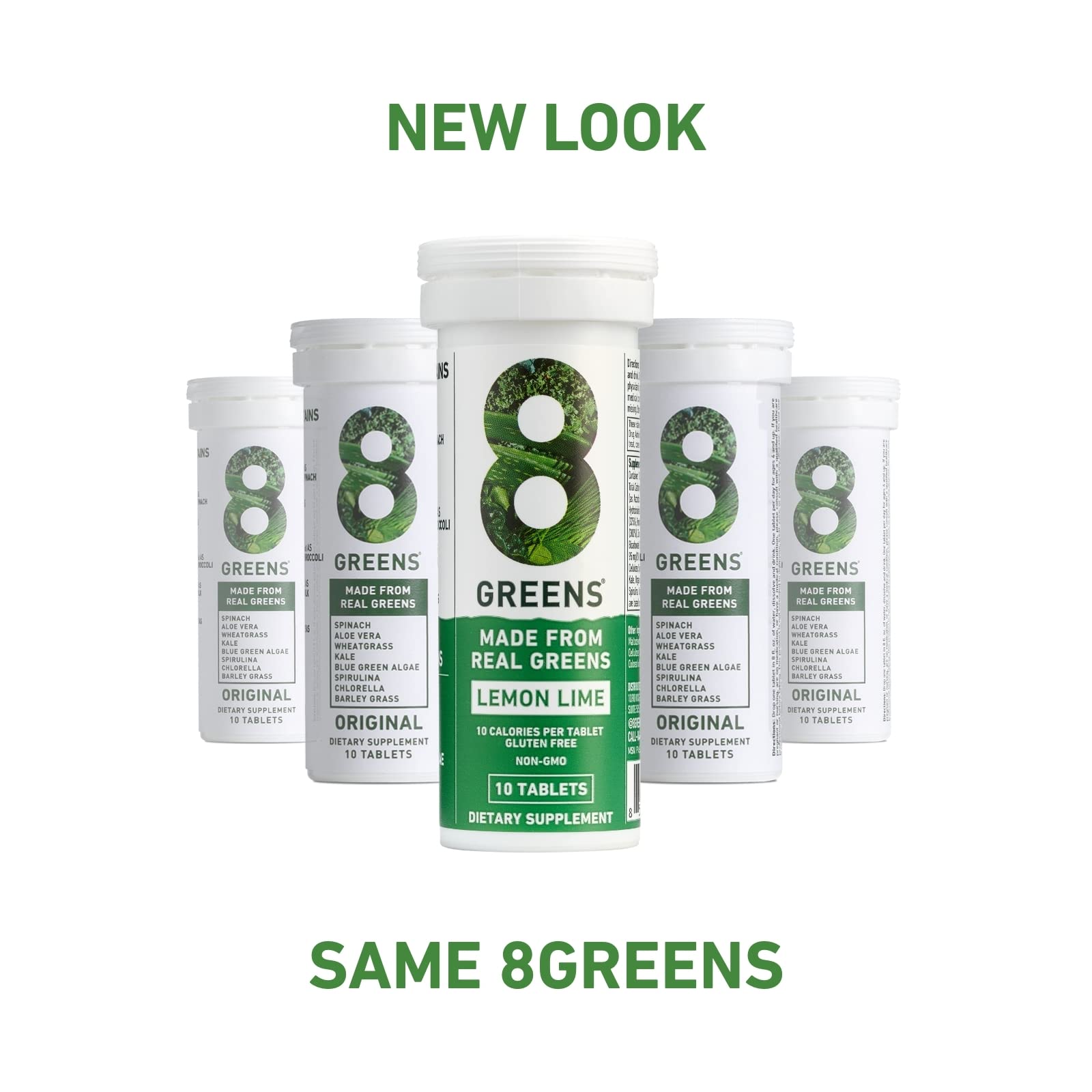 8Greens - Daily Superfood, Greens Powder, Super Greens, Vitamins, Vegan, Gluten Free, Non-GMO for Immune Support, Energy & Gut Support (3 Tubes, 30 Tablets)
