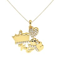 VVS Gems Crown Pendant in 18K Gold with Round Cut Natural Diamond (0.3 ct) | White/Yellow/Rose Gold Chain Loving Necklace for Women (IJ-SI)