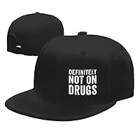 Definitely Not On Drugs Hat Flat Bill Trucker Hats Sport Baseball Cap Black Sunhat for Men Women