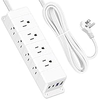 30W USB C Power Strip Surge Protector,Ultra Thin Flat Plug Power Strip 4 Side 12 Outlets,PD Fast Charing,2 USB-C, 2 USB-A(4 USB Total 40W),6ft Slim Extension Cord,16 in 1 Desk Power Bar,1200J White