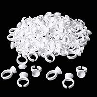 NXJ INFILILA Glue Rings, 600PCS Disposable Lash Extension Supplies, Adjustable Plastic Holder Rings for Beauty, Convenient for Makeup, Nail Art, Tattoo