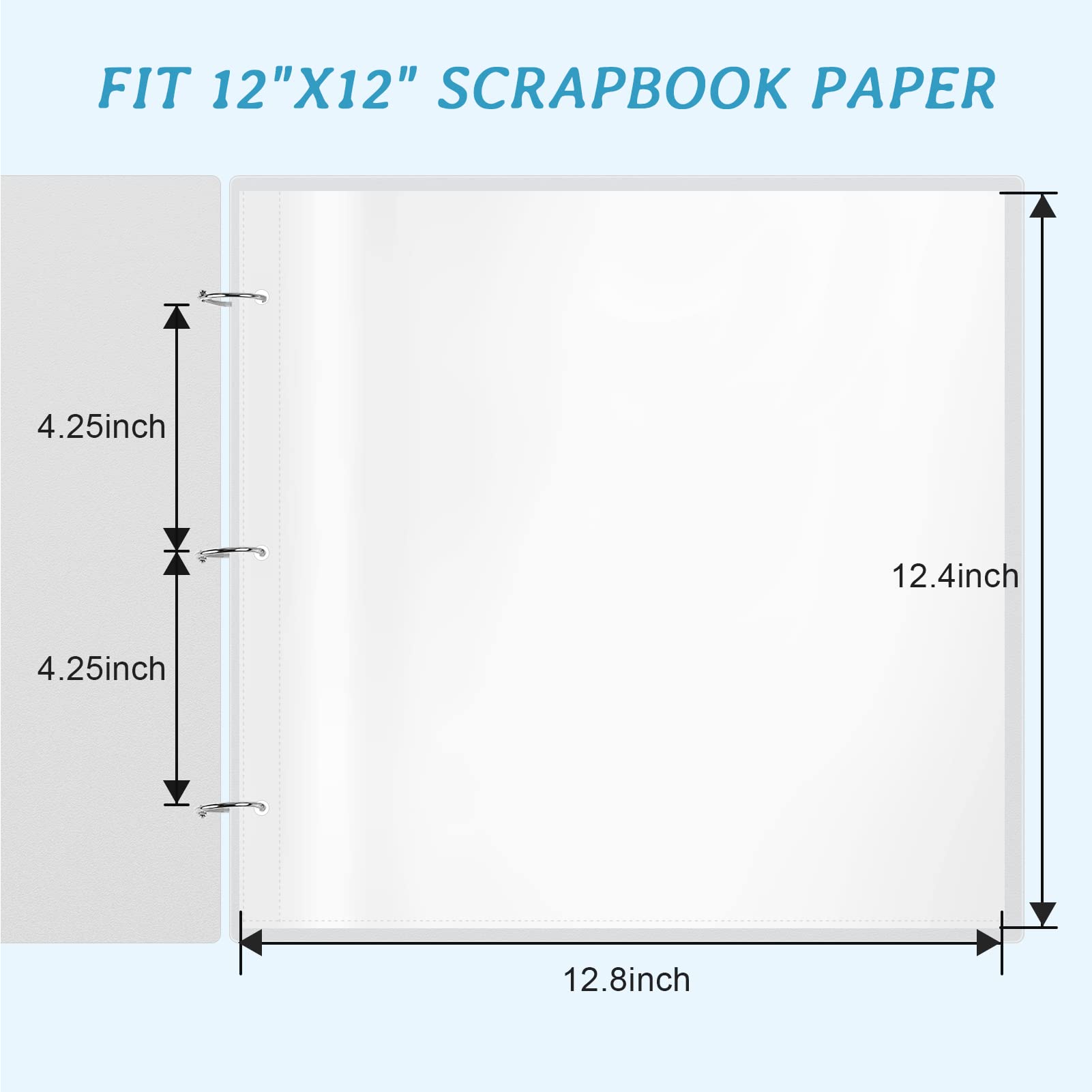  Caydo 100 Pack 12x12 Inch Scrapbook Refill Pages with 9 Pieces  Binder Rings, Fits 3 Ring Scrapbooking Binders and Standard Scrapbook Paper  Albums, Acid Free, PVC Free Scrapbook Page Protectors
