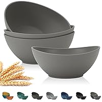 Large Cereal Bowls,Serving Bowls,Plastic bowl of 4,65 Oz Salad Bowls,Big Bowl for Soup,Salad,Pasta,Cereal,Stackable for Easy Storage Microwave & Dishwasher Safe (Gray)