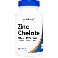 Nutricost Zinc Chelate 50mg, 120 Vegetarian Capsules - Gluten Free and Non-GMO