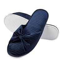 Womens Summer Bowknot Open Toe Memory Foam Slip on Slippers Flat Slides Sandals