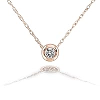 Kobelli Tiny Diamond Solitaire Bezel Necklace in 14k Gold (18