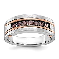 14k White and Rose Gold Mens Polished And Satin 7 stone 1/2 Carat Brown Diamond Ring Size 10.00 Jewelry for Men