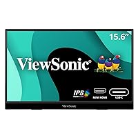 ViewSonic VX1655 15.6 Inch 1080p FHD Portable LED IPS Monitor with 2 Way Powered 60W USB C, Mini HDMI, Dual Speakers, and Built-in Stand with Tripod Mount,Black