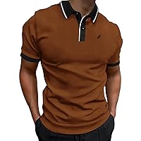 GORGLITTER Men's Golf Shirts Short Sleeve Quarter Neck Tee Top