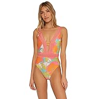 Playa De Flor Plunge One Piece Swimsuit, Multi, 10