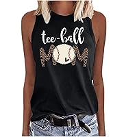 2023 Summer Mother's Day Tank Tops,Tee Ball Mom Sleeveless Cute Blouses Casual Loose Fit Baseball Graphic Tee Shirts