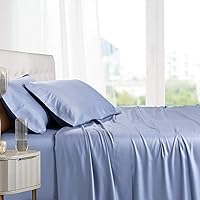 100% Natural Viscose Made from Bamboo Sheets, Soft Cooling Sheets, Breathable Hotel Sheet and Pillow Cases, 3 Piece Set - 15 Inch Deep Pocket - Twin XL - Periwinkle