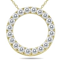 SZUL 1/4 Carat TW - 2 Carat TW Diamond Circle Pendant Available in 10K White Gold and 10K Yellow Gold